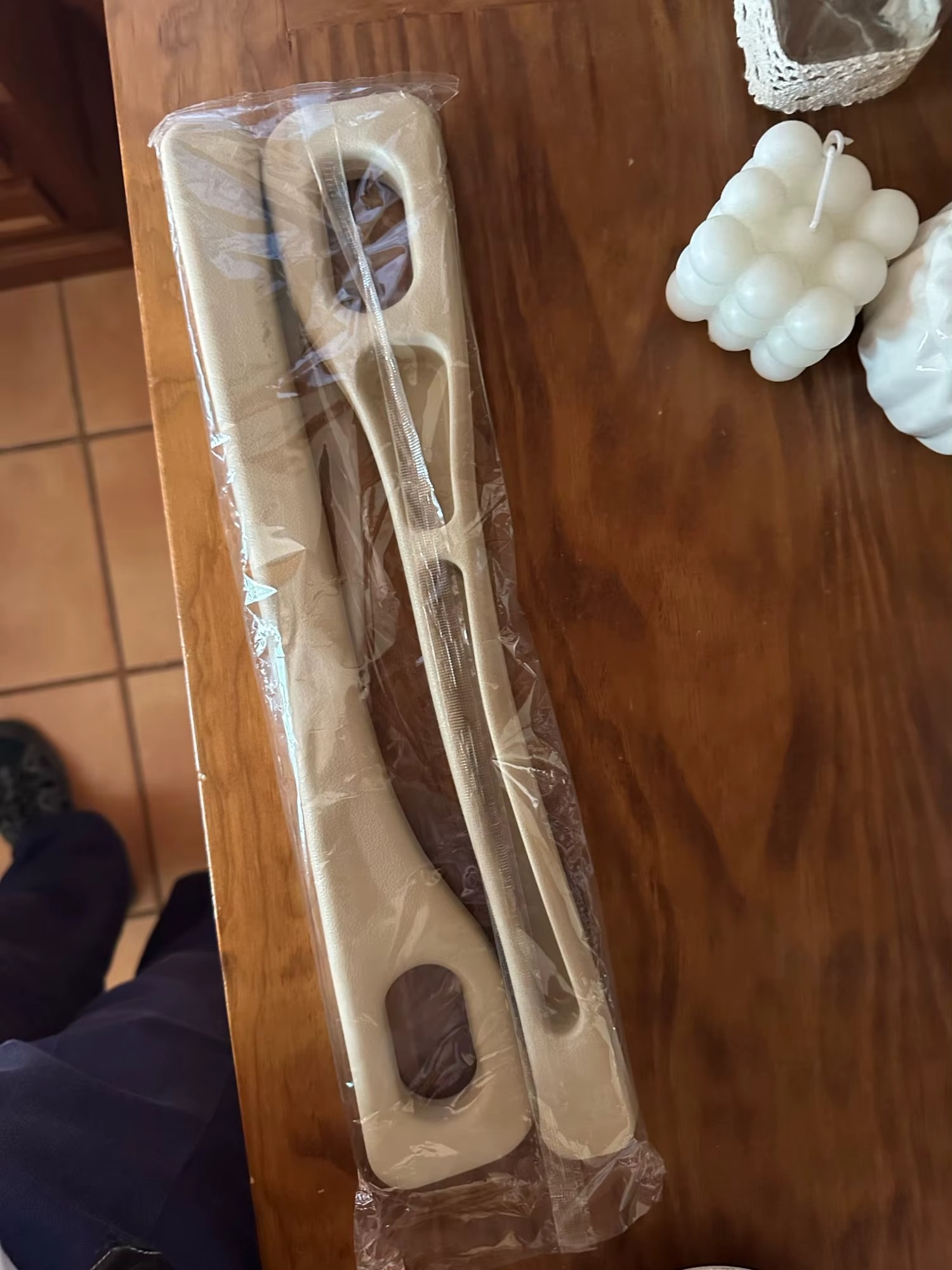 Beige filler on table